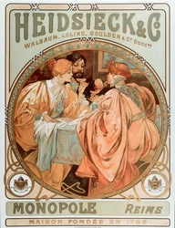 “” Heidsieck and co“” Maison de Champagne Charles Heidsieck、Alphonse Mucha（1860-1939）によるリソグラフィーの広告ポスター1901-Heidsieck Champagne会社の広告ポスター、1901-Sun 49x