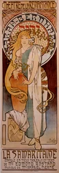 1897年にルネッサンス劇場で上演されたエドモン・ロスタン作「La Samaritaine」（アンリエット・ロジーヌ・ベルナール（サラ・ベルナール）（1844-1923））のポスター。アルフォンス・ミュシャ（1860-1939）によるドローイング 1897年