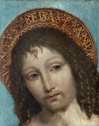 Saint Sebastian - Ambrogio Stefani da Fossano による絵画、dit il Bergognone または Borgognone (Le Bouguignon) (1453-1523)、木に油彩 (23x18 cm) - Saint Sebastian、Ambrogio Bergognone による木に油彩、15 世紀後半から 16 世紀初頭 -プライベートコレクション