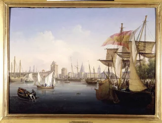 ルイ・ガルネレイ作「ラ・ロシェル港」 1820年頃 油彩・キャンバス H. 0.330 L. 0.460CCIP Coll.