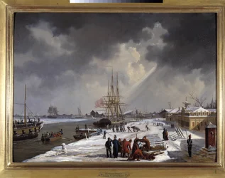ロシュフォールの港 ルイ・ガルネレイ作 1820年頃 油彩・キャンバス 高さ0.330 奥行き0.460CCIP Coll.