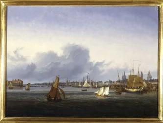 ルイ・ガルネレイ作「カレー港」、1820年頃、油彩・キャンバス、高さ0.330、奥行き0.460。CCIP Coll.