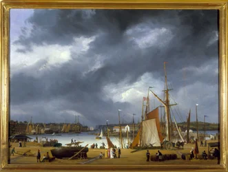 ディエップの港 ルイ・ガルネレイ作 1820年頃 油彩・カンヴァス 高さ0.330 奥行き0.460CCIP Coll.