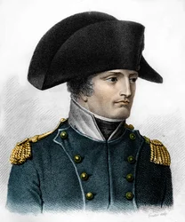 アウステルリッツの戦い（1805年）の時のナポレオンの肖像-「フランスの勝利と征服に続く将軍たちの肖像」に掲載。1818年、Ambroise Tardieuによる墓。ステラコレクション。