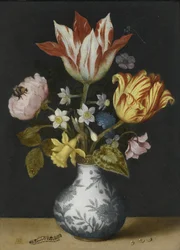万里の花瓶の花の静物画