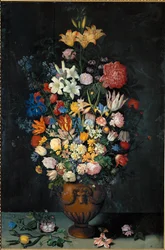 花瓶の花の静物画...