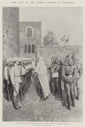 ドイツ皇帝のパレスチナ訪問、陛下、エルサレムの聖ヨハネ騎士団の十字架をブルージャックに贈呈