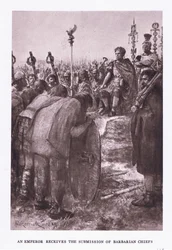 皇帝は1928年にローマの兵士から野蛮な首長たちの挿絵を受け取りました。