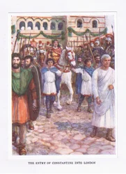 ロンドンのコンスタンティヌスの入り口、ローマの兵士、1928年からのイラスト