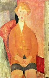 ショートパンツの少年、1918年頃