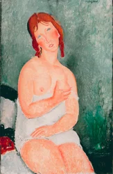 シャツを着た若い女性 - アメデオ・モディリアーニ (1884-1920) の絵画