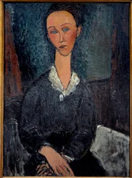 La woman au col blanc アメデオ・モディリアーニ（1884-1920）の絵画 20世紀 日。0.92x0.6 m グルノーブル、ミュゼ・デ・ボザール