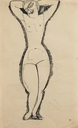 腕を上げて立っているヌード、1911