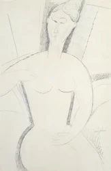 座る女性（鉛筆）