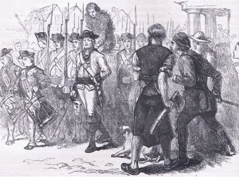 1900年頃にCassell, Petter & Galpin社から出版された『Cassells History of the United States』に掲載されたイラスト（リトグラフ）。