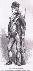 本物のアメリカ人ライフルマン、1900年頃にCassell, Petter & Galpin社から出版されたCassells History of the United Statesからのイラスト（リトグラフ）。