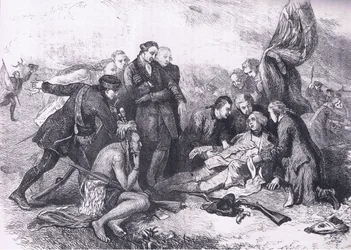 ウォルフの死、1900年頃にCassell, Petter & Galpin社から出版されたCassells History of the United Statesに掲載されたイラスト（リトグラフ）。