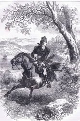 ベネディクト・アーノルドの逃亡（1900年頃、Cassell, Petter & Galpin社発行の『Cassells History of the United States』の挿絵）（リトグラフ