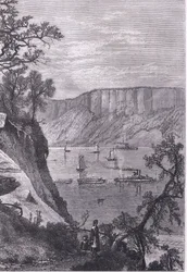 The Palisades of the Hudson」（1900年頃、Cassell, Petter & Galpin社発行「Cassells History of the United States」より）。