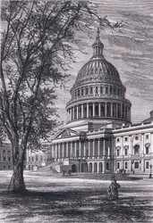 1900年頃にCassell, Petter & Galpin社から出版された『Cassells History of the United States』に掲載されたワシントンの国会議事堂の図版（リトグラフ）。