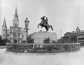 ニューオーリンズ、ジャクソン・スクエア、1890年頃（モノクロ写真
