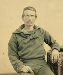 ユニオン制服を着た船員の肖像、1861年頃（ブリキの写真）