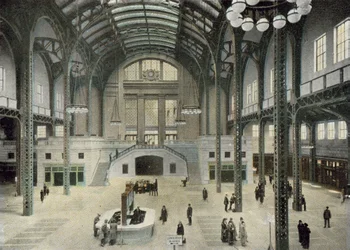 電車のコンコース、シカゴユニオン駅（カラー写真）