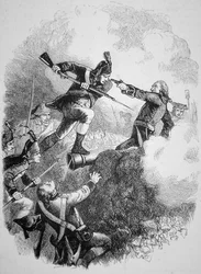 1779年7月、アメリカのアンソニー・ウェイン将軍が、大胆な銃剣攻撃でイギリス軍の拠点ストーニーポイントを攻略した（リトグラフ