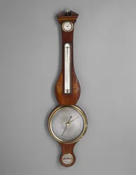 バロメーター、c。 1801-1804（マホガニー単板と正体不明の象眼細工;トウヒとハナミズキ）