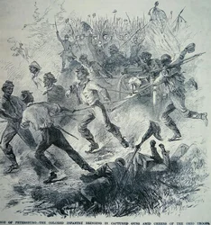 ピーターズバーグ包囲戦 (1864-65) で、北軍の黒軍が鹵獲した銃を持ち込む (リソ)