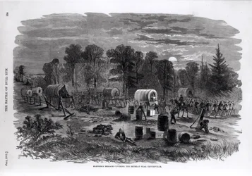 1861年7月、センタービル近くのリトリートをカバーするブレンカーの旅団、「ハーパーの南北戦争の絵の歴史」、1861年