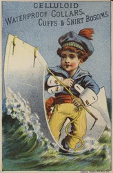 シャツの袖口にサーフィンをする少年