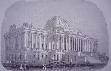 1848年頃、アメリカ・ワシントンDCの国会議事堂（エングレーヴィング）。