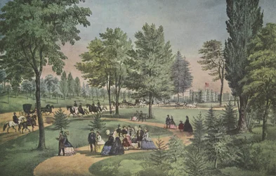 セントラルパーク、ドライブ、キュリアーとアイブス、パブ。 1862