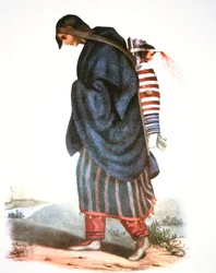 チペワ族の母と子、1821年頃（カラーリトグラフ）