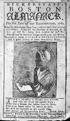 BickerstaffsボストンAlmanackの表紙には、フィリスウィートリー（1753-84）の肖像が掲載され、1782年（印刷）に掲載されました。