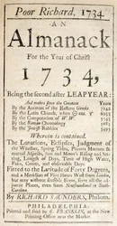 貧しいリチャードの表紙、アルマナック、1734年（印刷）