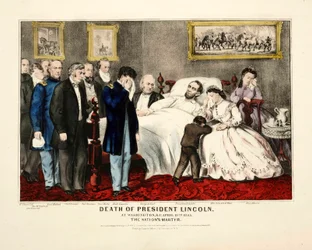 Death of President Lincoln, at Washington, DC, April 15th 1865, pub.1865年カラーリトグラフ
