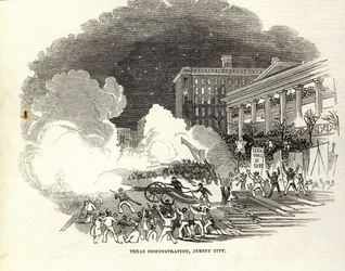 テキサス州による併合を支持するジャージーシティでのデモ、「Illustrated London News、3 月 22 日」のイラスト