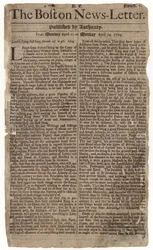ボストンニュースレターの創刊号、1704（新聞）