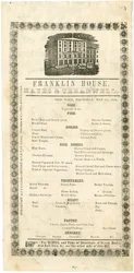 1844年5月23日、1844年のフランクリンハウスメニュー（刻印メニュー）
