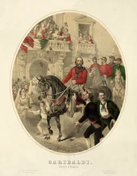 Garibaldi, entrée a Naples, pub.1860年（手彩色のエングレービング