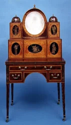レディースデスク、1795-1810（サテンウッドを象眼したマホガニー）