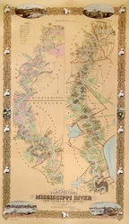 ナチェズからニューオーリンズまでのミシシッピ川沿いのプランテーションを描いた地図、1858年