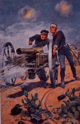 米墨戦争(1846-48)、チャプルテペック城襲撃時に銃を構えるストーンウォール・ジャクソン中尉