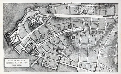 ベルナール・ラッツァーの小さなニューヨーク地図の一部（リトグラフ