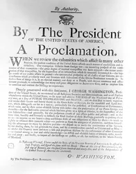 ジョージワシントン大統領（1732-99）の宣言、2月19日木曜日（1795年、公共の感謝祭と祈りの日）（新聞）