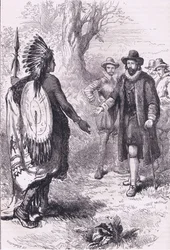 ナラガンセット族の戦士のレセプション、1890年頃にPetter & Galpin社から出版されたCassell