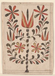 メリットの報酬（ベロヌーン）、フラクトゥール絵画（紙にトイレとペンとインク）