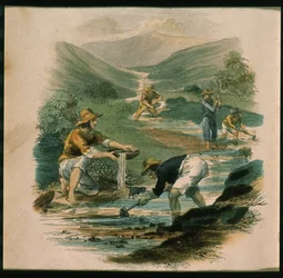1597年のサクラメント支部のシーン、カリフォルニアのイラスト、その過去の歴史、現在の位置、GAフレミングによるその将来の展望、1850